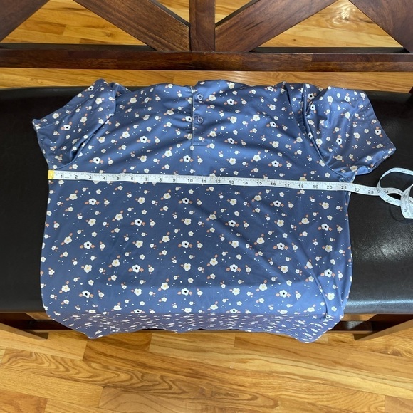 Birdies Double Golf Polo Shirt flowers blue size Medium athleticwear outdoor - Picture 9 of 13